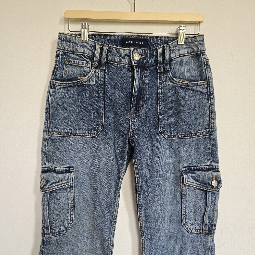 Aeropostale Flare Mid-Rise Cargo Washed Jeans Size 6R - Picture 5 of 12